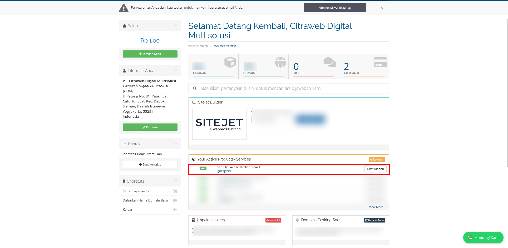setting waf citrahost