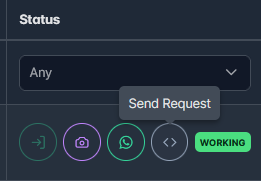 Tombol Send Request untuk tes request.